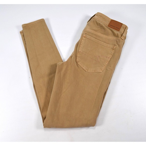 American Eagle Hi-Rise Jegging Jean 360 Ne(x)t Level Stretch Khaki Tan Womens 6L - Picture 1 of 13